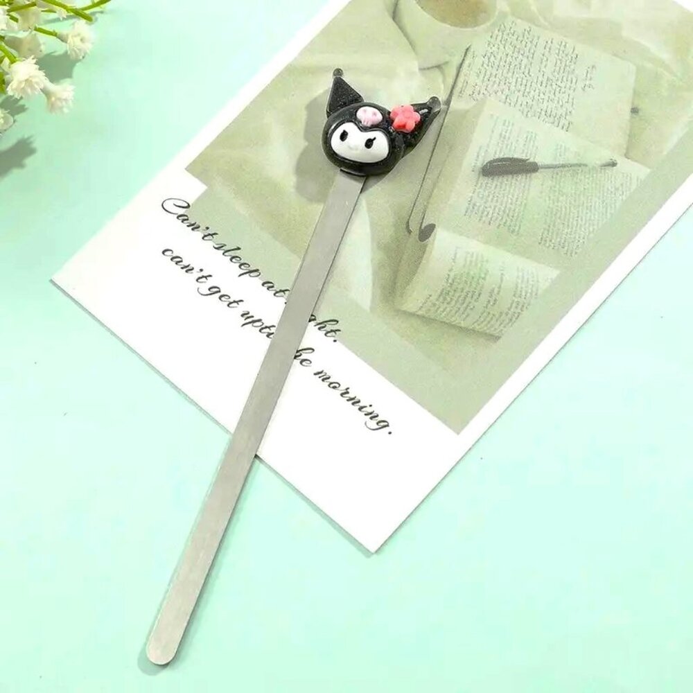 Kuromi Hello Kitty Bookmark Sanrio Silver Tone Metal Goth Emo Scene Reading Book
